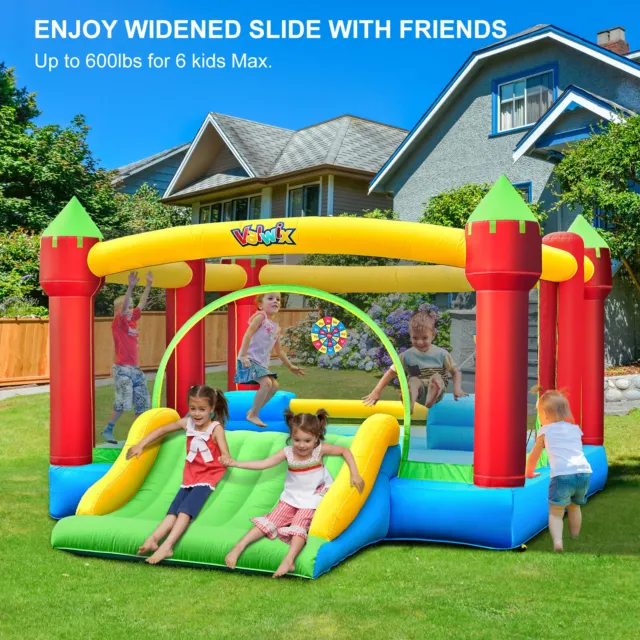 Large Kids Bounce House with Double Slide and 480w Blower Inflatable Bouncer