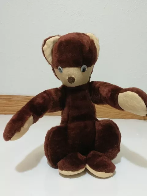 Monkey Plush Primitive Vintage Googly Eye Felt Paws & Face Puffball Nose 50s 60s