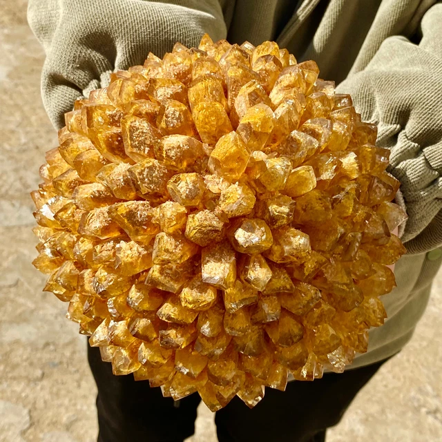 9.8LB  New Find Yellow Phantom Quartz Crystal Cluster Mineral Specimen Healing