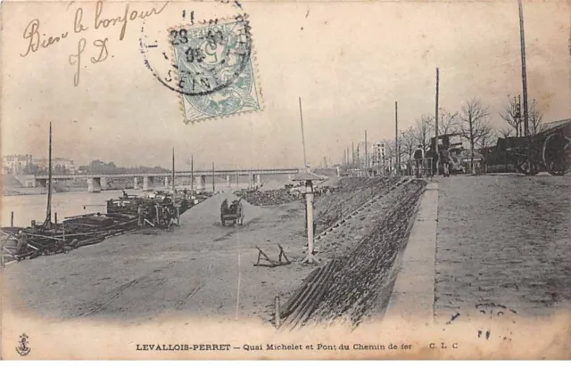92 - LEVALLOIS PERRET - SAN41770 - Quai Michelet et Pont du Chemin de fer