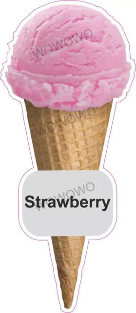 Ice cream van sticker Strawberry Scoop Cone waffle trailer shop decals