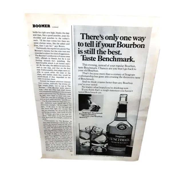 Seagrams Benchmark Bourbon vintage 1972 Magazine Print Ad