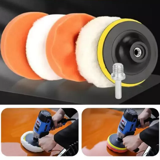 3/4/5 Inch Polishing Buffer Pad Wool Sponge Kit Car Buffing Pads Sponge Foam Kit 3