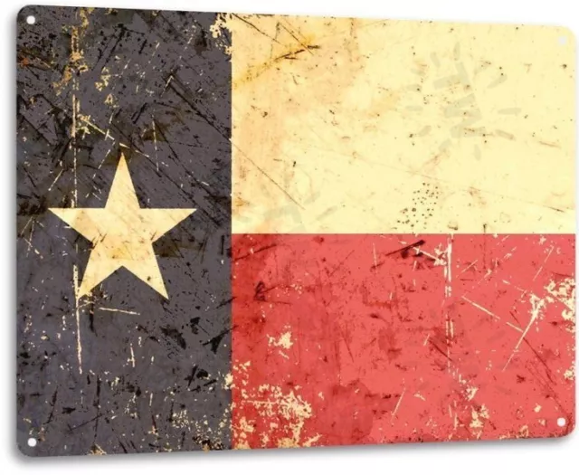 Texas Flag Lone Star State Rustic Patriotic Garage Bar Wall Decor Metal Tin Sign