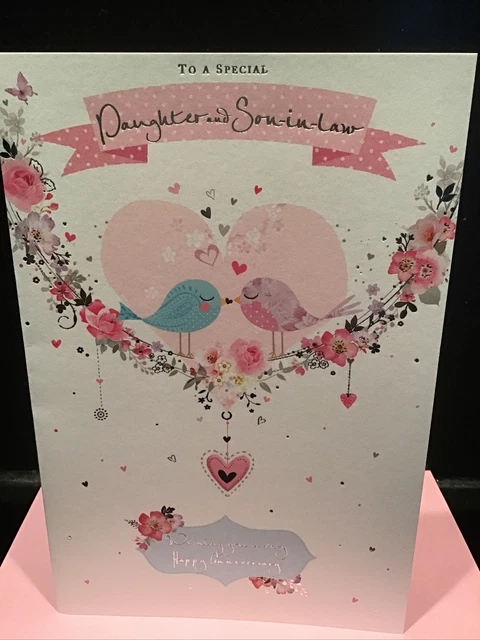 Anniversary Card For Son & Daughter-in-Law - 9" X 6" Cute Verse, Floral Design