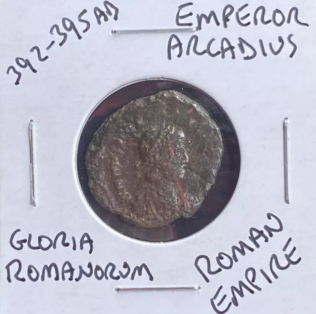 ANCIENT ROMAN COIN 392-395AD Emperor Arcadius Authentic Emperor Holding ...