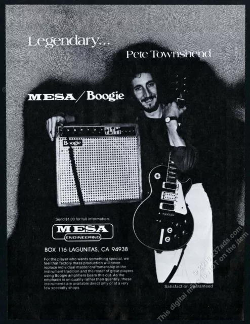 1978 The Who Pete Townshend photo Mesa Boogie amp vintage print ad