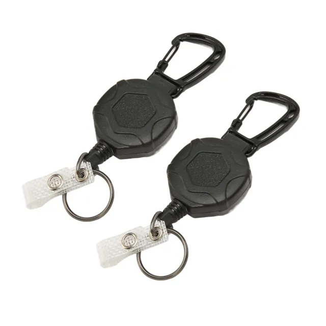 2Pcs Retractable Keychain Heavy Duty Carabiner ID Badge Holder With Retracta GSA