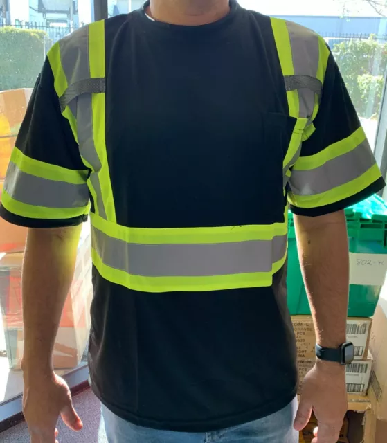 Short Sleeve Black High Visibility Safety Shirt  Choose size