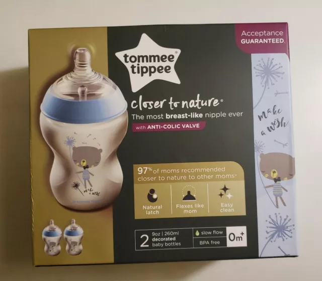 Tommee Tippee Closer To Nature Decorated Baby Bottle Set 9 Oz NEW Free Shipping!