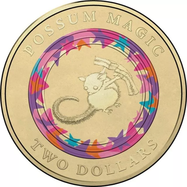 Possum Magic - See Her Tail $2 Two Dollar Coloured Coin 2017 Australia Rare CIRC