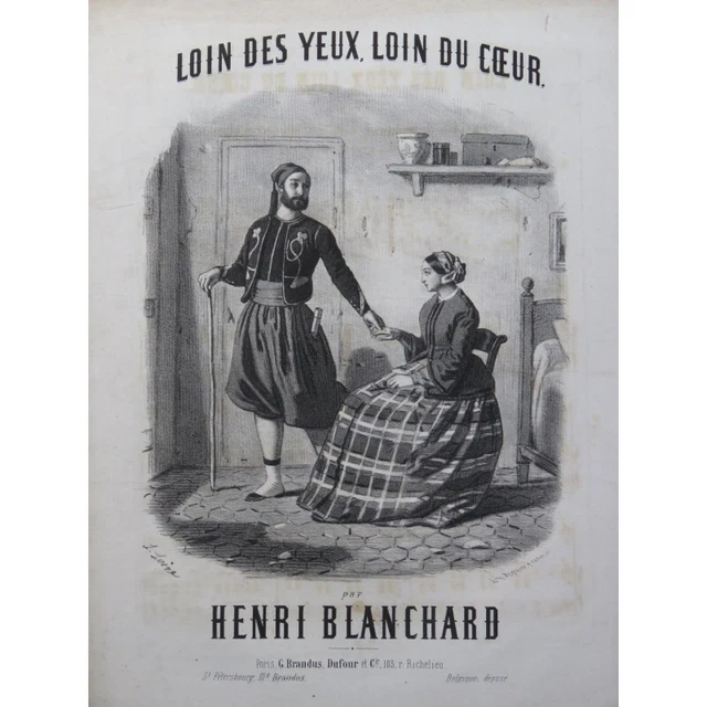 BLANCHARD Henri Loin des yeux loin du coeur Chant Piano ca1856