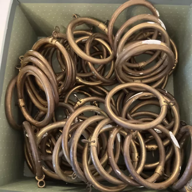 Vintage Brass Curtain Rings X 20.