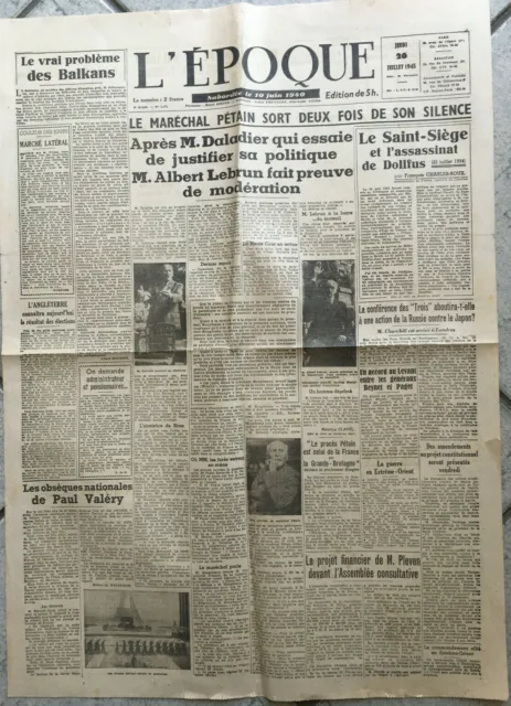 L'EPOQUE(26 juillet 1945) édition de 5h Le Mal Pétain sort 2 fois de son silence