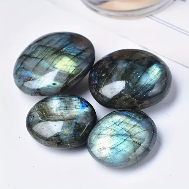 1 pc Natural labradorite  hand pie polished crystal quartz ornaments  60-120g