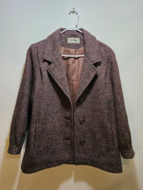 1970S LL BEAN Womens Coat Wool Tweed Vintage USA Cottagecore Size 14 ...
