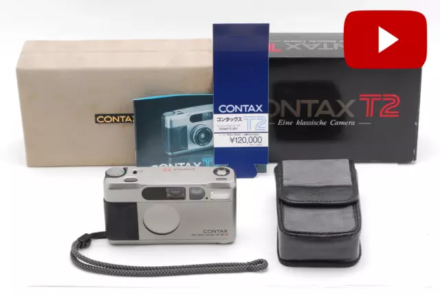 【TOP MINT in Box】Contax T2 Titan Silver 35mm Point & Shoot Film Camera JAPAN