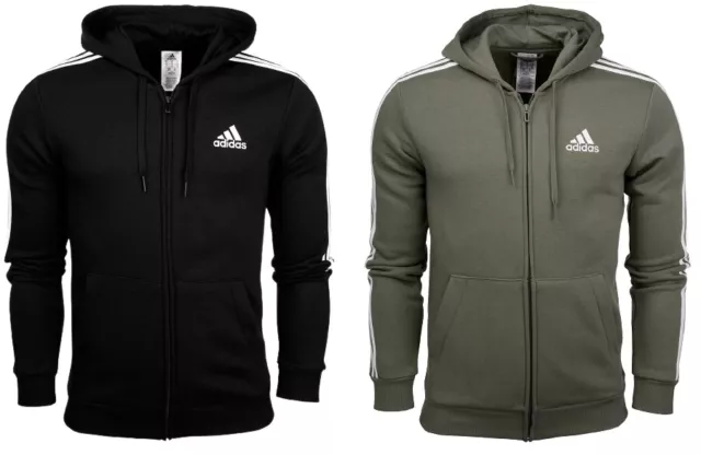 Adidas Herren Essentials 3 stripes Tracktop Kapuzenpullover Fleece Full Zip