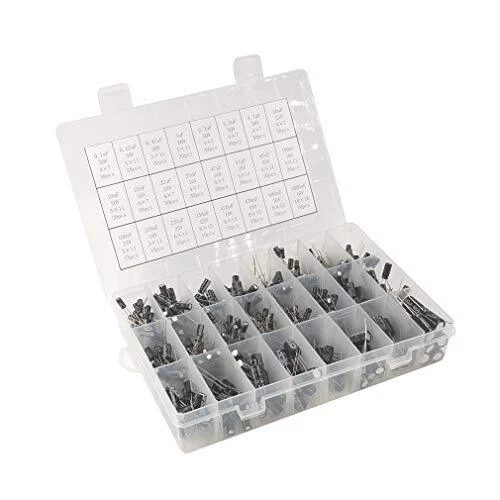 24 Value 500pcs Electrolytic Capacitor Assortment Box Kit Range 0.1uF－1000uF ...