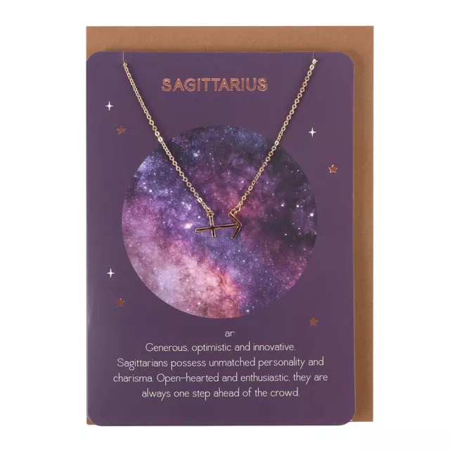 Sagittaire Zodiaque Collier Anniversaire Carte/Occasion Carte - Tout Neuf