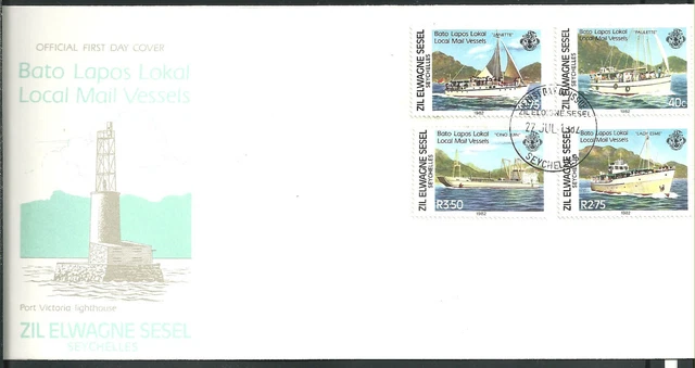1113/Seychellen Äußere FDC ETB 1982 36-39 Schiffe Boote