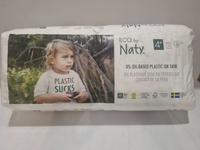 Eco by Naty - Size 4+ 42 Nappies 9-20kg, Plant-Based premium ecological nappy