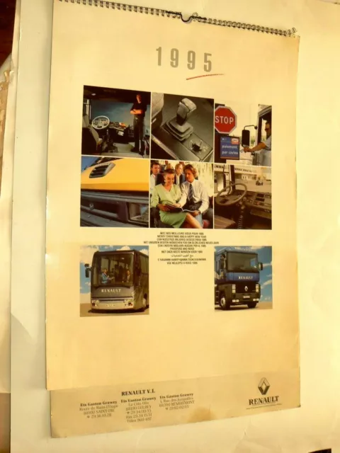 Calendrier Camion Bus RENAULT RVI 1995 Truck LKW Calendar Affiche Autocar Poster