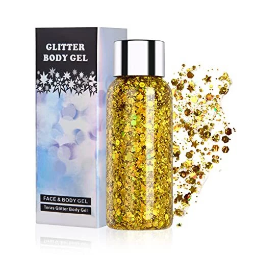 Body Glitter Gel Chunky Glitter Gel Chunky Body Lotion Glitzer Flüssiger Lid...
