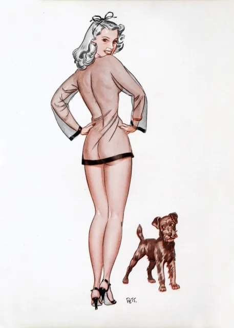WELSH TERRIER DOG RETRO ART GLAMOUR PRINT by Norman Pett "Jane" 1940s Cheescake