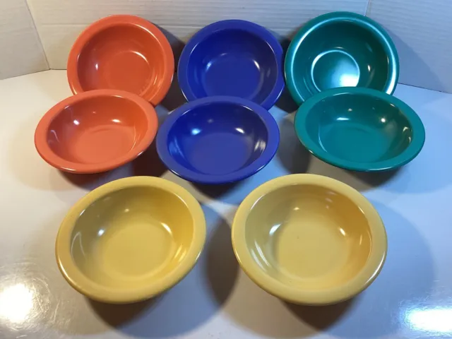 Vintage Carlisle Dallas Ware Plastic 10 oz Bowls Set of 8 Multi Rainbow Colors