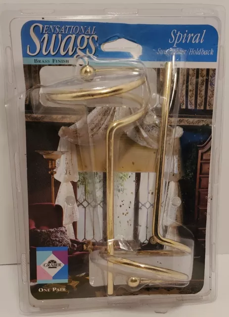 Sensational Swags Spiral Swagholder Holdback Curtain Brass Finish 1 Pair Graber