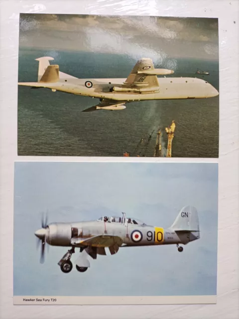 2 Karten Hawker Siddeley Nimrod Mr1 Xv262 Ölplattform; Hawker Sea Fury T20 Wg655