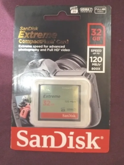 New In Pack, unopened. SanDisk Extreme 120MB/sec 800x Compact Flash Card - 32GB