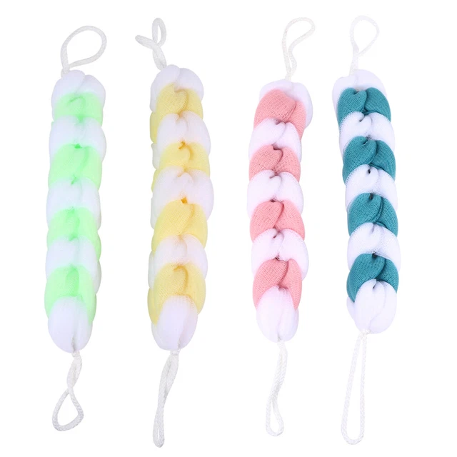 4 PIEZAS Malla Puf Baño Esponja Exfoliante Corporal Exfoliante Estirado Loofah Para