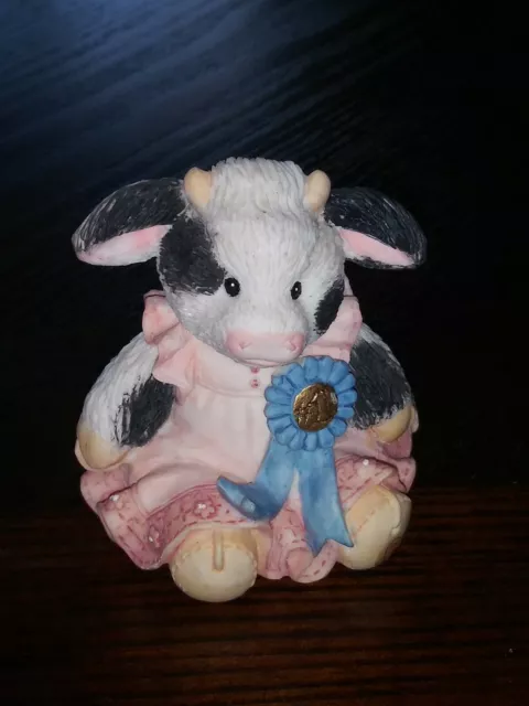 Enesco 1993 MARY's MOO MOOs Cow Figurine Cream Of The Crop #628859 