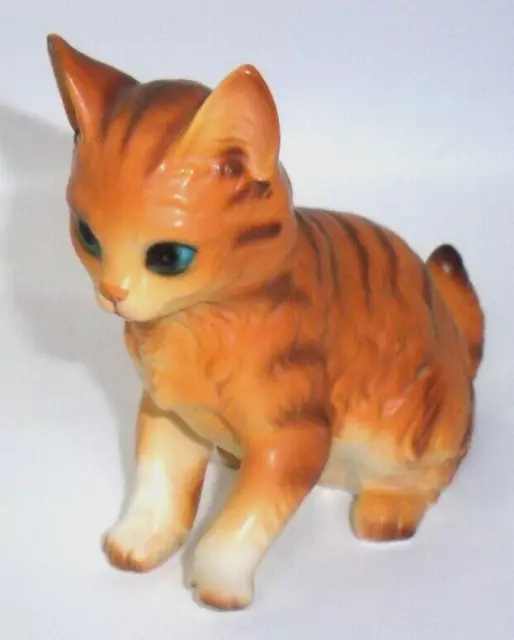 Lefton Exclusive Tiger Striped Tabby Cat Kitten Figurine Japan Porcelain Rare!