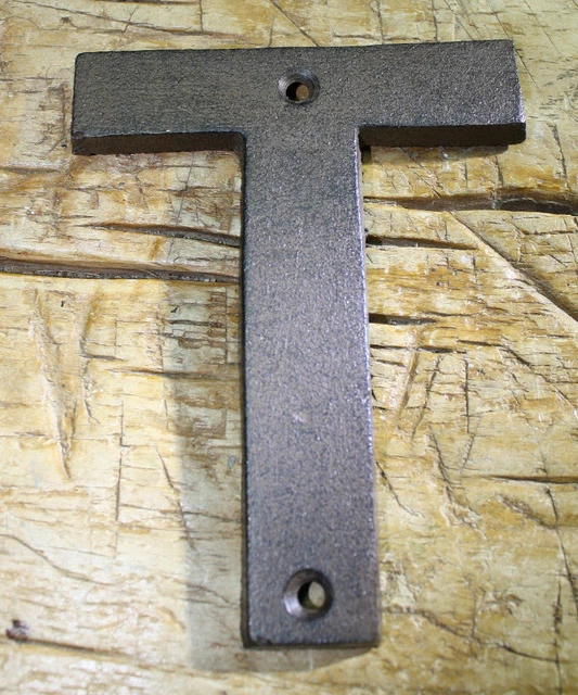 Cast Iron Industrial LETTER T Sign Rustic Brown 5" tall Alphabet