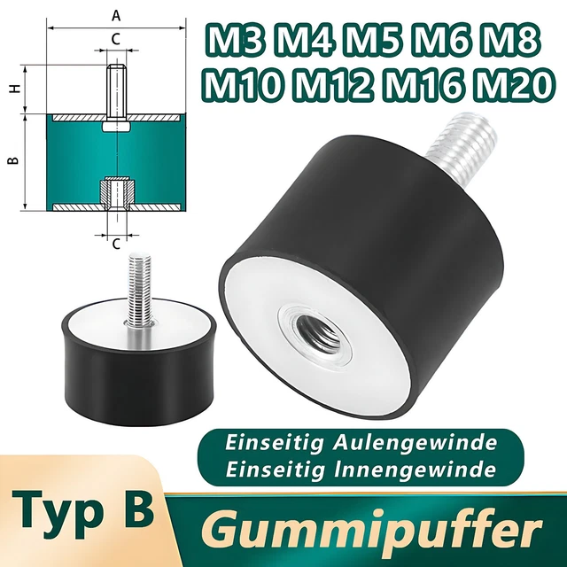 Gummipuffer M6 – Schwingungsdämpfer Silentblock Aus Gummi-Metall Für Viele Anwendungen