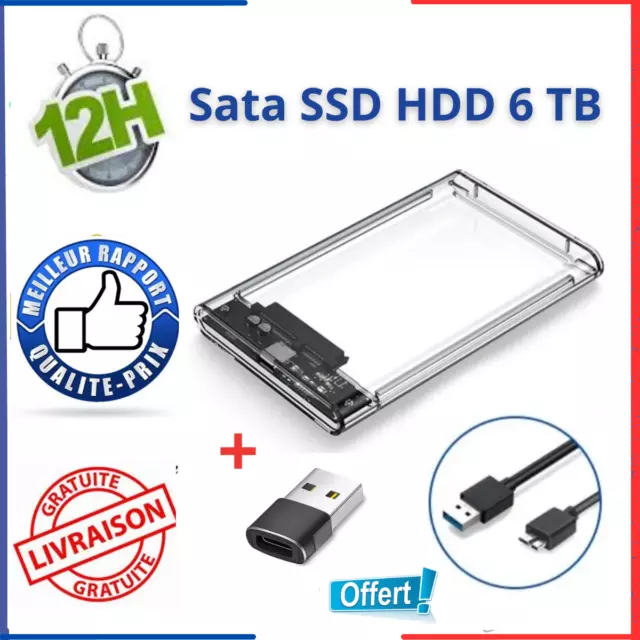 USB 3.0 Boîtier externe disque dur 2.5 SATA HDD/SSD Hard Drive