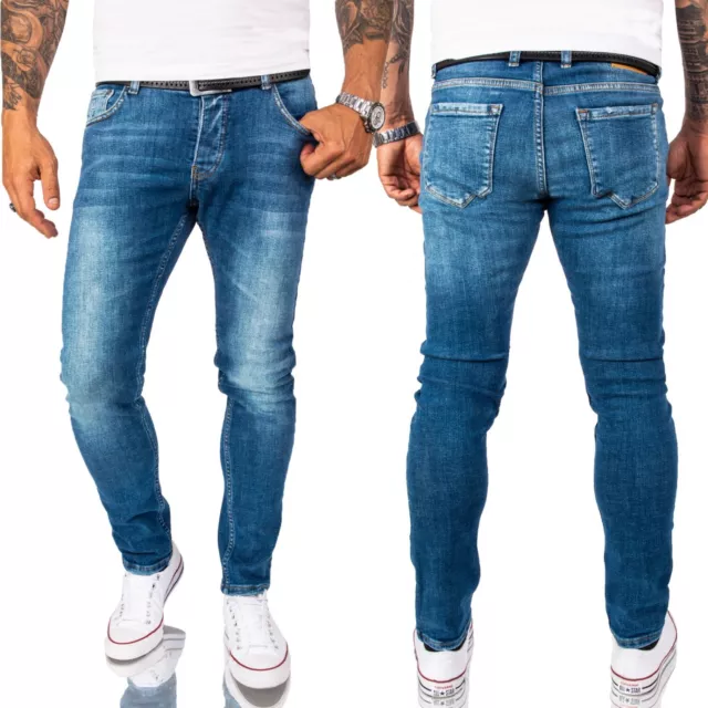 Jeans Hose Herren Jeans Stretch Jeanshosen Slim Fit Blau Pants Männerhose Basic