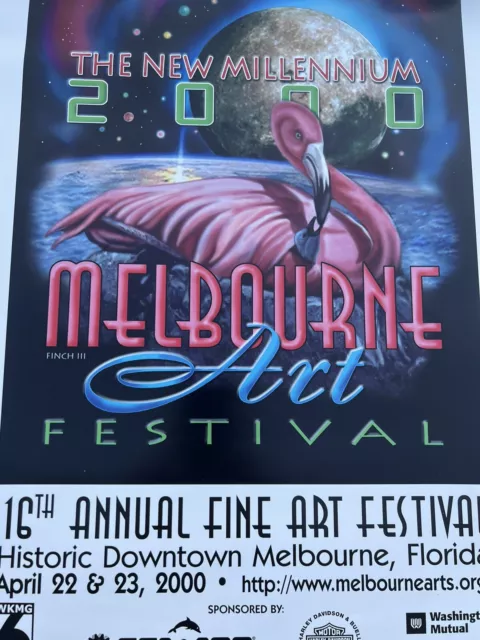 Melbourne Art Festival 2000 - Pink Flamingo VTG Authentic Promo Poster 17 X 22