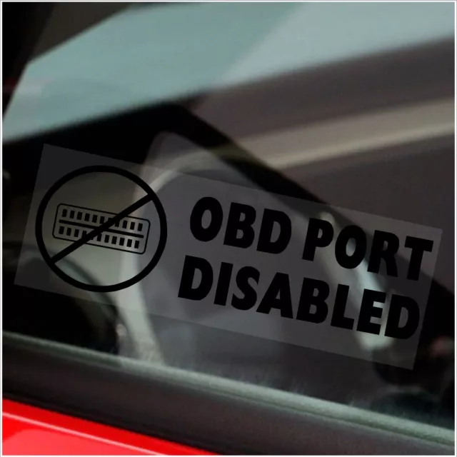 5x Stickers OBD Port DISABLED Security Signs Window On Board Diagnostics BLACK
