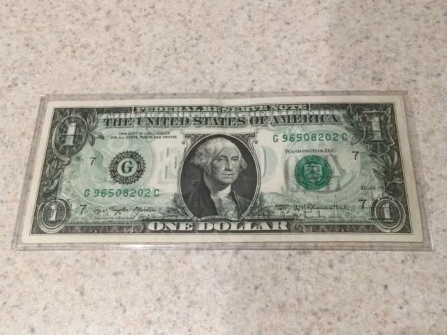 1977 $1 Dollar ~ERROR~WET INK TRANSFER~ Federal Reserve Note