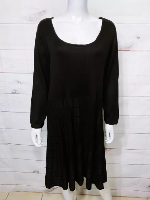 Calvin Klein Womens Sweater Dress Size XL Black Scoop Neck Long Sleeve