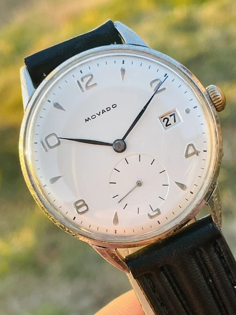 orologio vintage Movado calendoplan Cal-128 oversize 36,5 data manuale Meccanico
