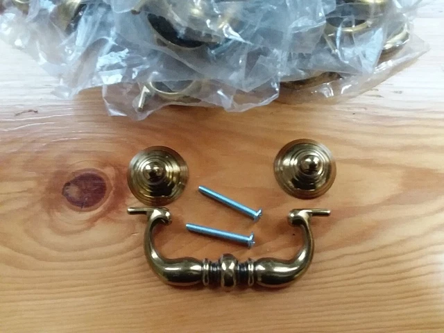 12 Vtg Belwith Drop Bail Pulls Handles Brass Dresser Crafts Hardware Made USA