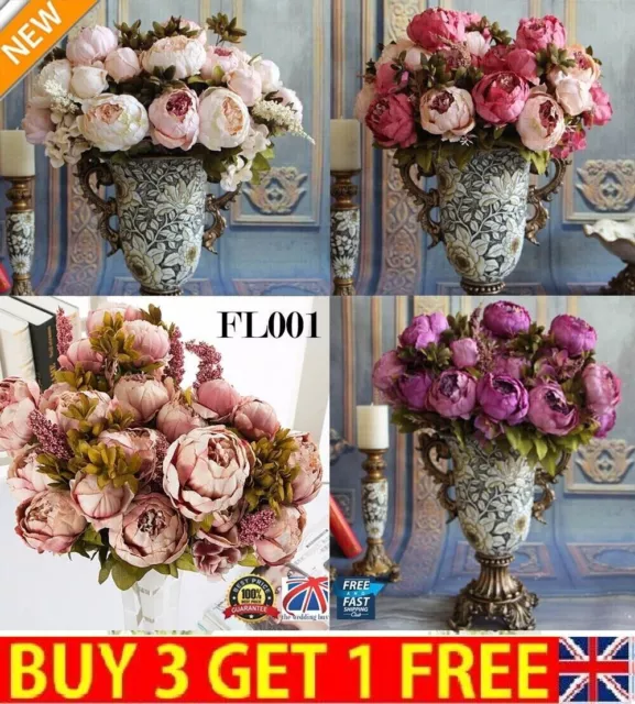 1 Bouquet Artificial Fake Peony Silk Flower Bridal Hydrangea Wedding Party Decor
