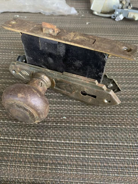 19thC Cast/Wrought Iron DOOR HANDLE Surface Latch Victorian House Parts