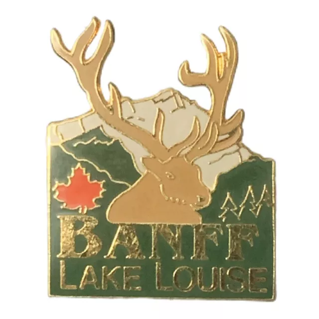 Vintage Banff Lake Louise Alberta Canada Elk Travel Souvenir Pin