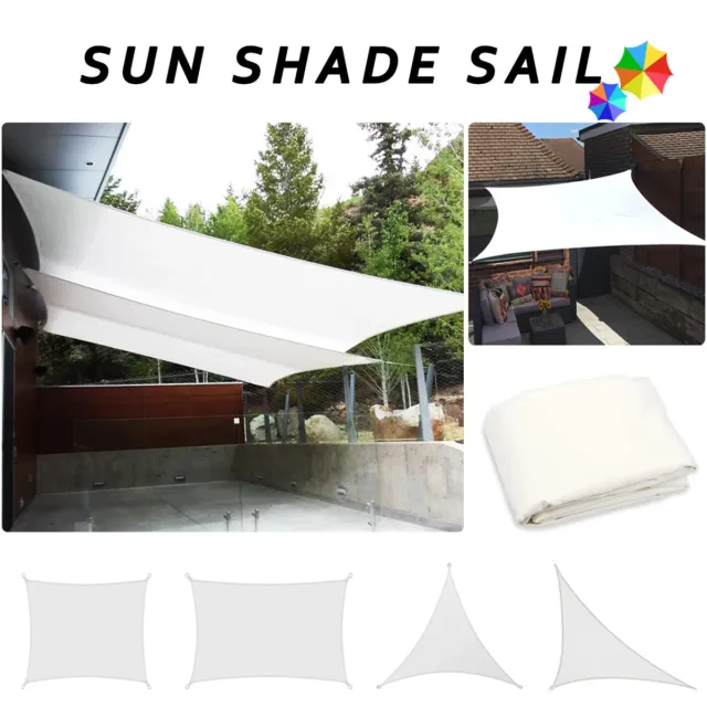 White Waterproof Sun Shade Sail Square Triangle Garden Pool Shade Camp Awning